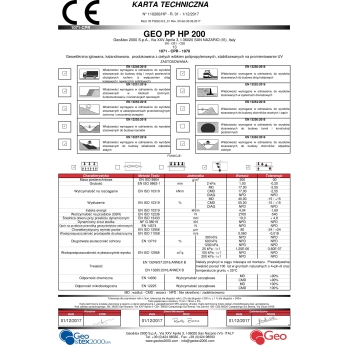 Geowłóknina HOMOLOGOWANA PP Polipropylenowa 16kN/m2. Szerokość 4 m x 60 mb.  240 m2